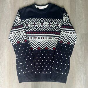 H2H Mens Snowflake Fair Isle Sweater Sz M Cabincore Countryside Winter Holiday